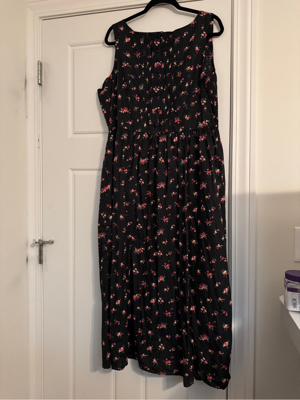 Isolda Christy Dawn Black Maxi Dress with Pink Floral Print NWOT